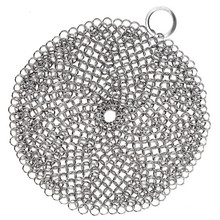 malla de acero inoxidable chainmail / hierro fundido limpiador xl 7x7 acero chainmail scrubber / acero chainmail scrubber